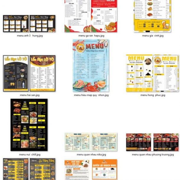 13+ Menu quán nhậu file vector