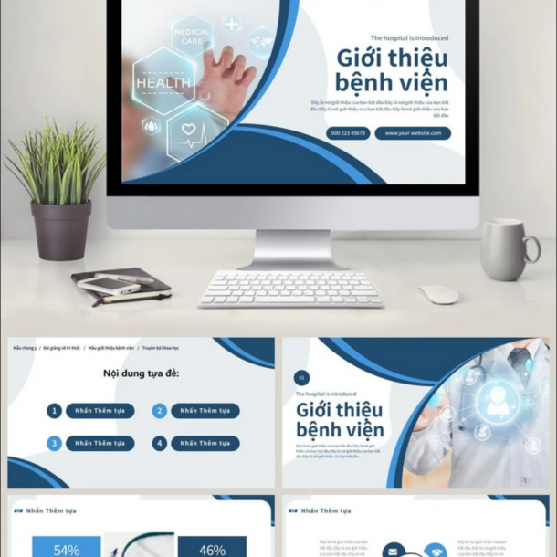Mẫu PPT Giới Thiệu Bệnh Viện Xanh Blue